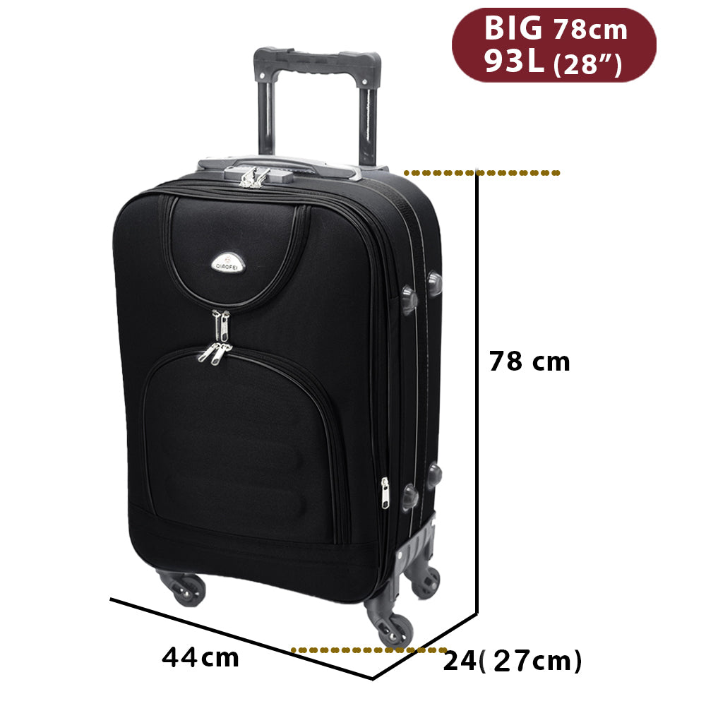 puhafedeles bőrönd, fekete, 93 literes, 78 cm-es méretábrával