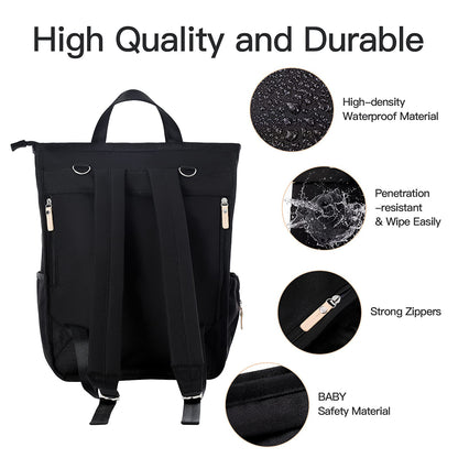 Dollcini Fekete Baba Hátizsák – Vízhatlan, Nagy Kapacitású Pelenkázó