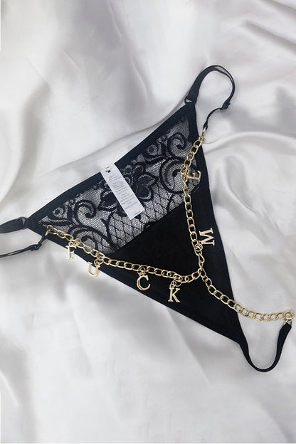 Dollcini Szexi Csipke Fehérnemű Szett – Láncos Tangával, Különleges Alkalmakra