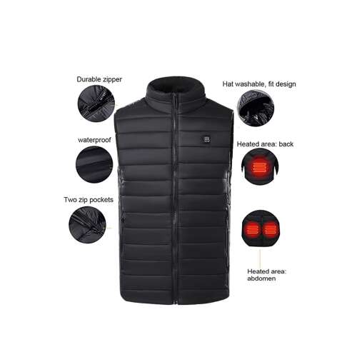 Dollcini Elegáns Férfi Fűthető Mellény – USB Fűtéssel, Fekete [A powerbankot külön kell megvásárolni]