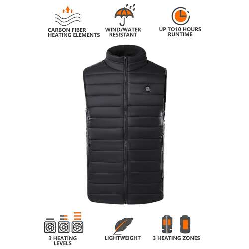 Dollcini Elegáns Férfi Fűthető Mellény – USB Fűtéssel, Fekete [A powerbankot külön kell megvásárolni]