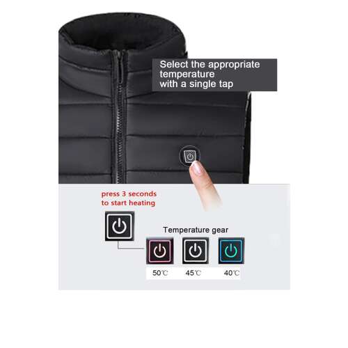 Dollcini Elegáns Férfi Fűthető Mellény – USB Fűtéssel, Fekete [A powerbankot külön kell megvásárolni]