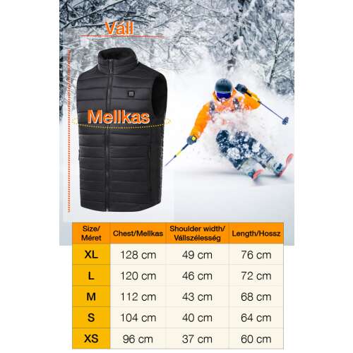 Dollcini Elegáns Férfi Fűthető Mellény – USB Fűtéssel, Fekete [A powerbankot külön kell megvásárolni]