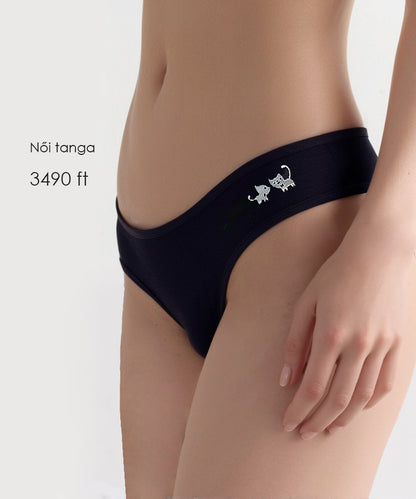Dollcini, Tanga női bugyi, Cicamintás női bugyi, 95% Pamut + Spandex, Többszínű, 6 db-os Csomag