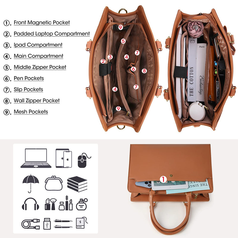 Dollcini Női Laptoptáska – Vízálló Műbőr Válltáska, 15,6" Laptophoz