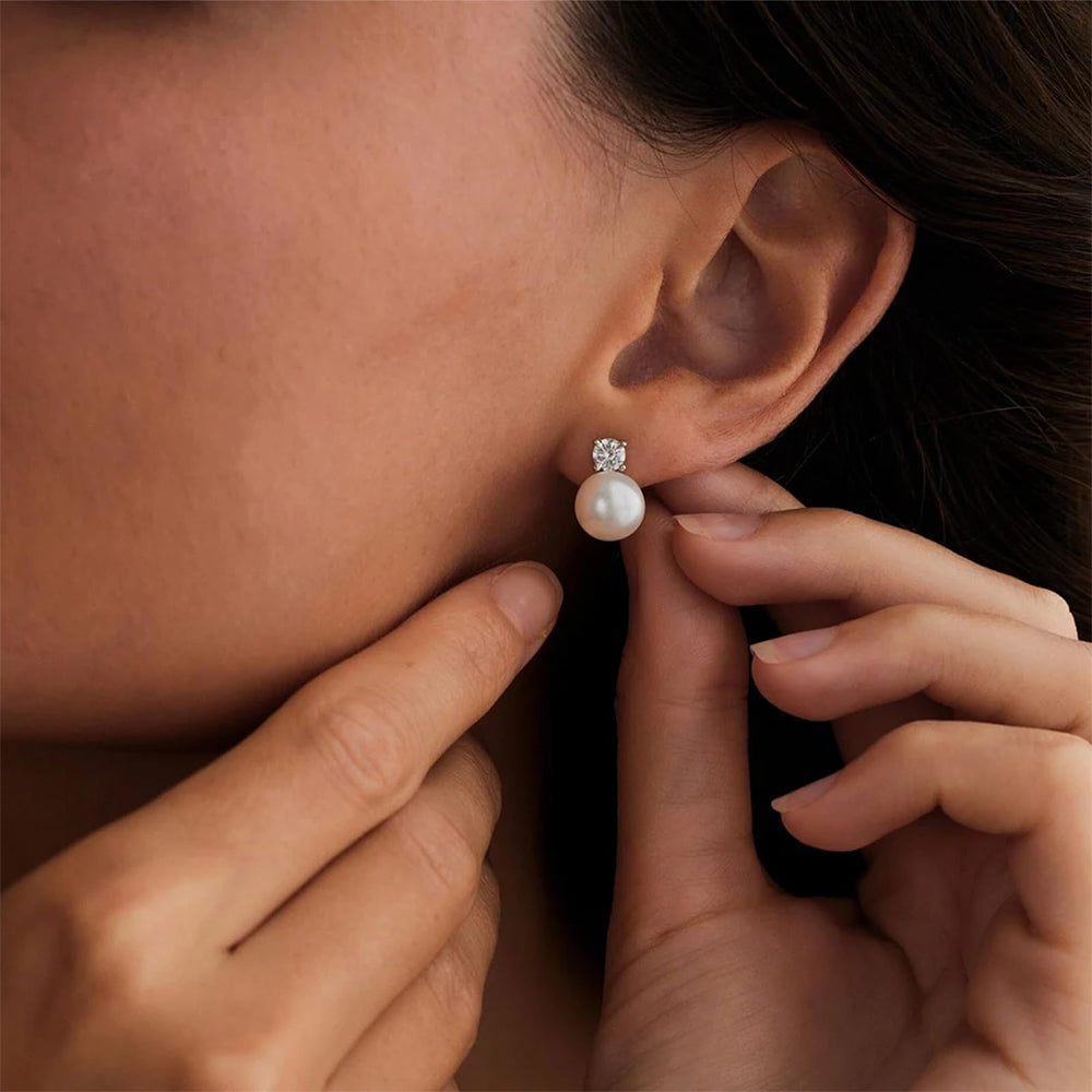 Dollcini Elegance Pearl Cercei – Cercei clasici cu perle și diamante