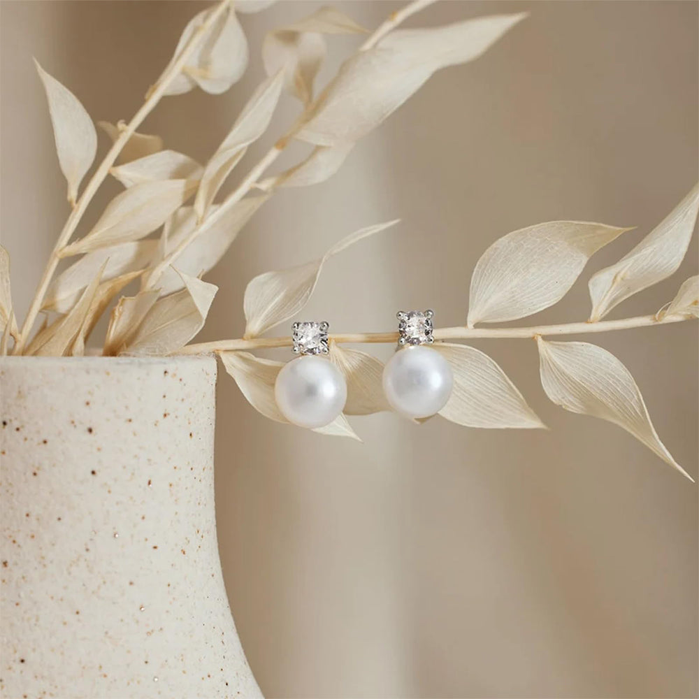 Dollcini Elegance Pearl Cercei – Cercei clasici cu perle și diamante