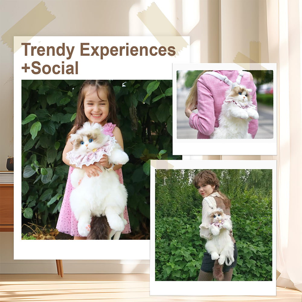 Dollcini Plüss Cica Hátizsák – Realisztikus Gyerek Táska