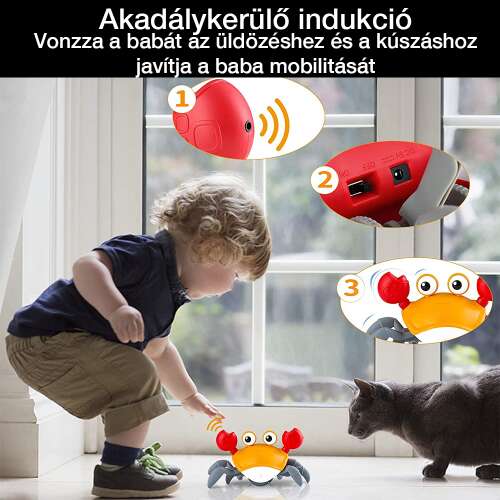 Dollcini Interaktív Rák Babajáték – Zenélő, LED-fényes Készségfejlesztő