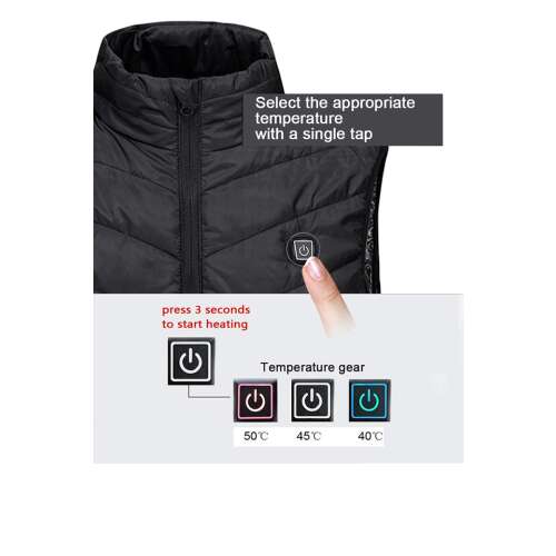 Dollcini Elegáns Női Fűthető Mellény – USB Fűtéssel, Fekete [A powerbankot külön kell megvásárolni]