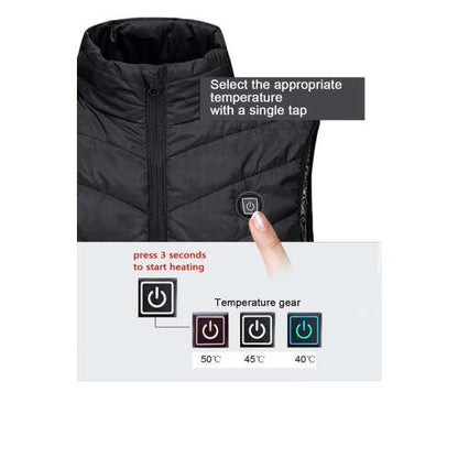 Dollcini Elegáns Női Fűthető Mellény – USB Fűtéssel, Fekete [A powerbankot külön kell megvásárolni]