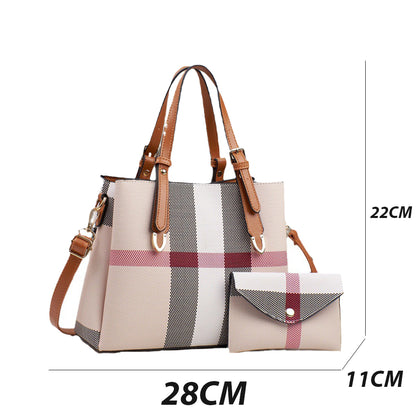 Dollcini Női Táska és Pénztárca Szett – Stílusos, Kockás Műbőr Kézitáska