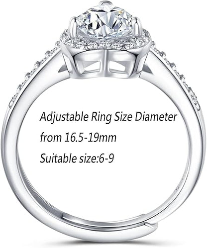 Dollcini 1 Karátos Moissanite Gyűrű - 925 Ezüst, GRA Tanúsítvánnyal