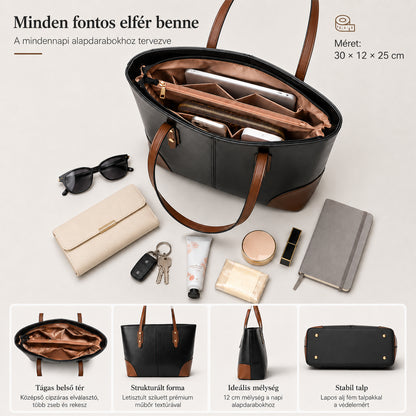 Dollcini, Női Nagy Méretű Tote Kézitáska – Urban Simplicity Stílus, Cipzáras, Mindennapi Használatra