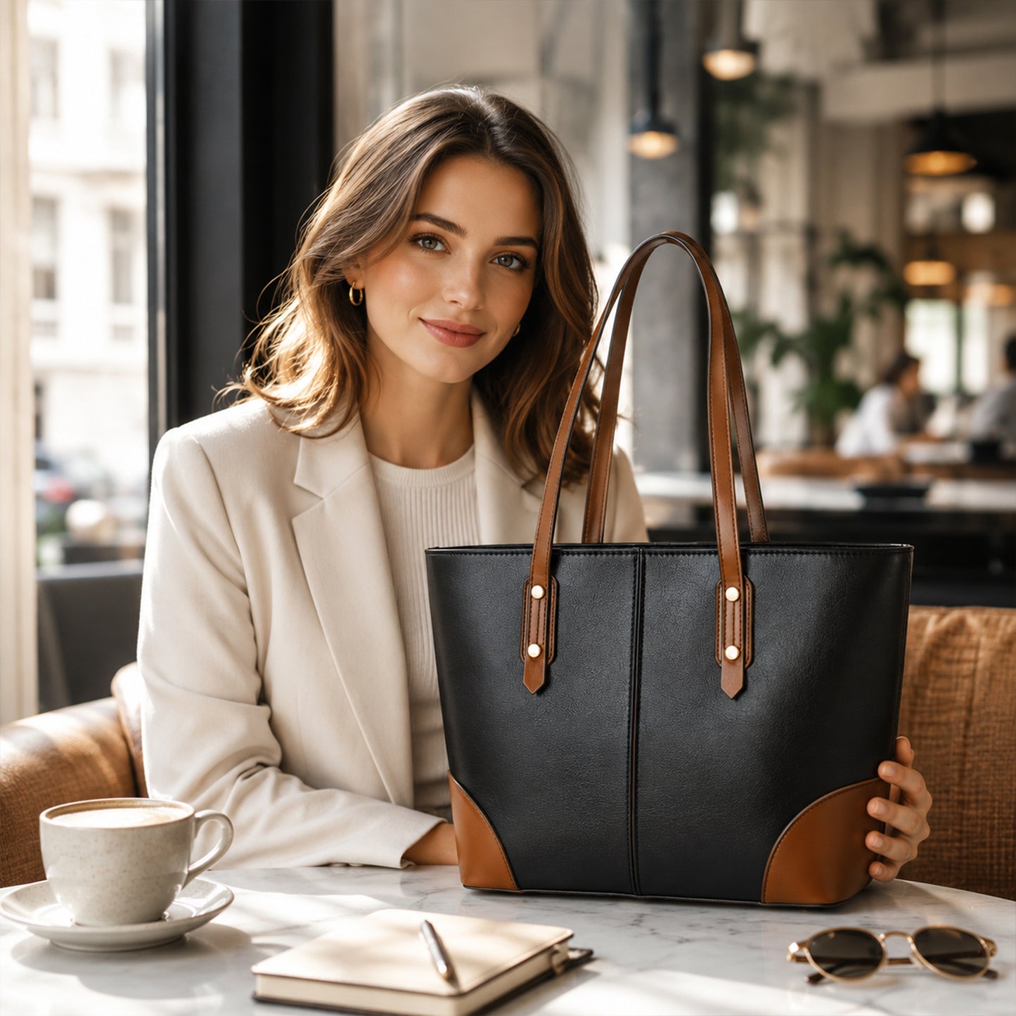 Dollcini, Női Nagy Méretű Tote Kézitáska – Urban Simplicity Stílus, Cipzáras, Mindennapi Használatra