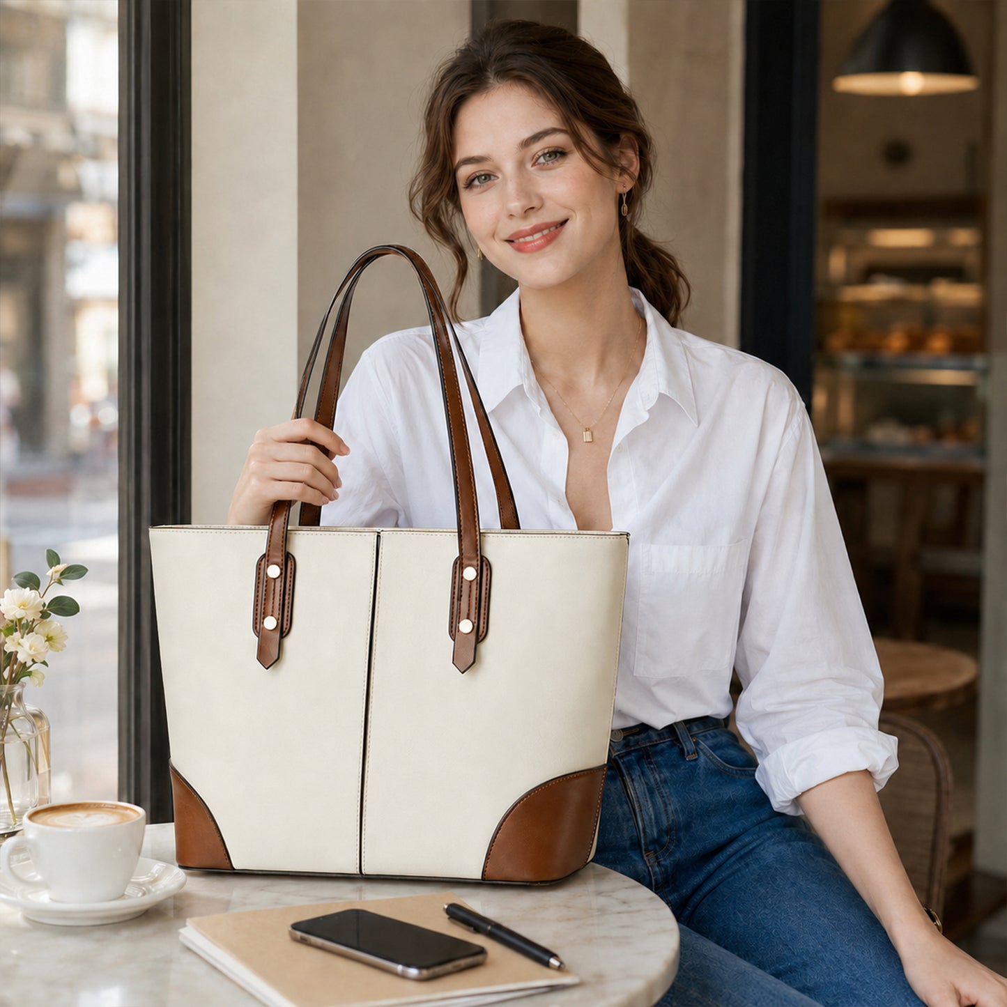 Dollcini, Női Nagy Méretű Tote Kézitáska – Urban Simplicity Stílus, Cipzáras, Mindennapi Használatra