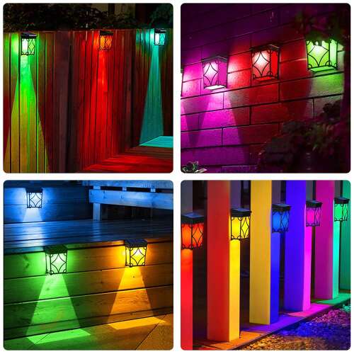 Dollcini Otthon Retro Napelemes Kerítéslámpa Dekoráció – Vízálló, RGB