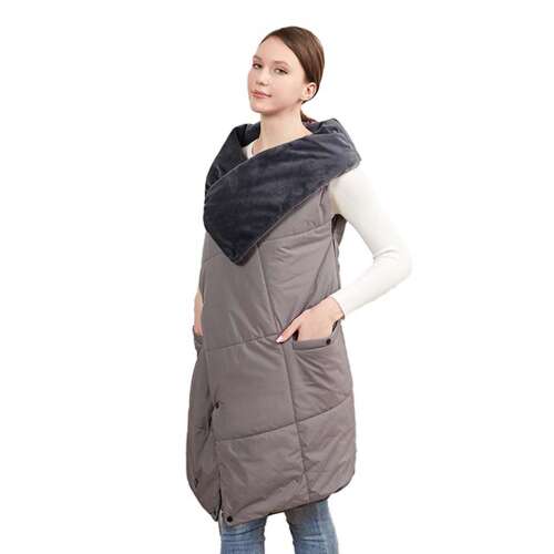 Dollcini női fűthető mellény, szürke, modellen elölnézetben