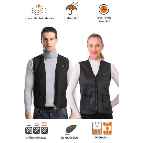 Dollcini Női Fűthető Mellény – V-nyakú, USB Fűtésű, Stílusos és Kényelmes [A powerbankot külön kell megvásárolni]