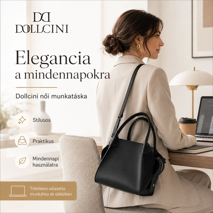 Dollcini Női Munkatáska – Elegáns, Vízálló Műbőr, Fekete