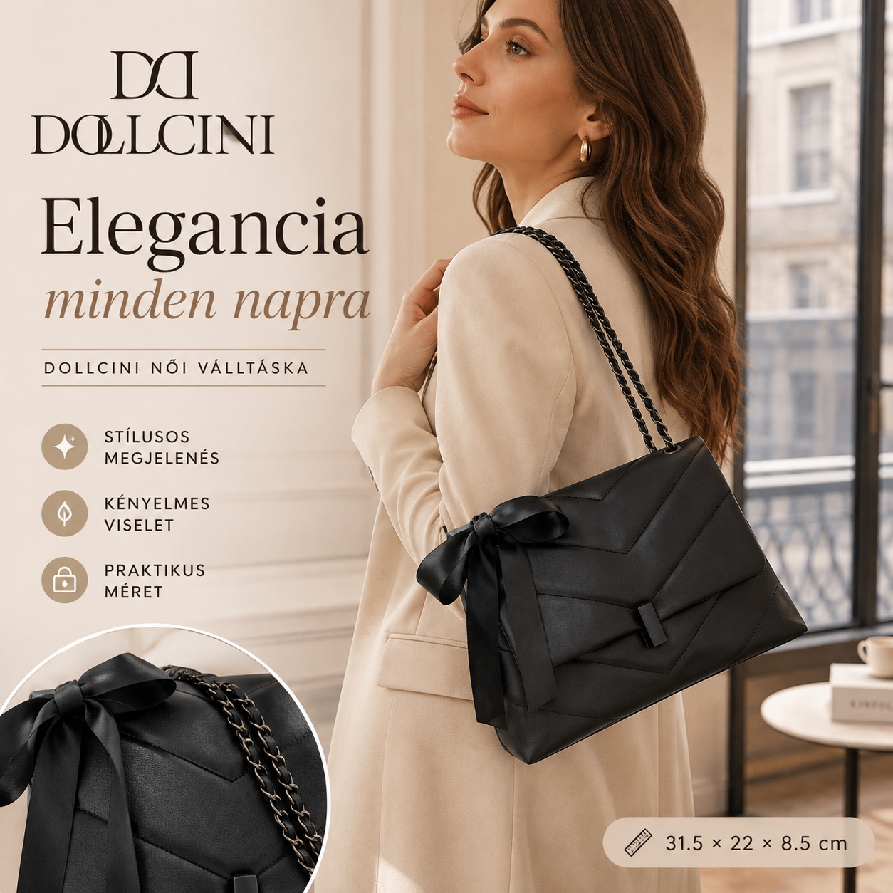Dollcini Elegáns Női Válltáska – Prémium Műbőr Crossbody