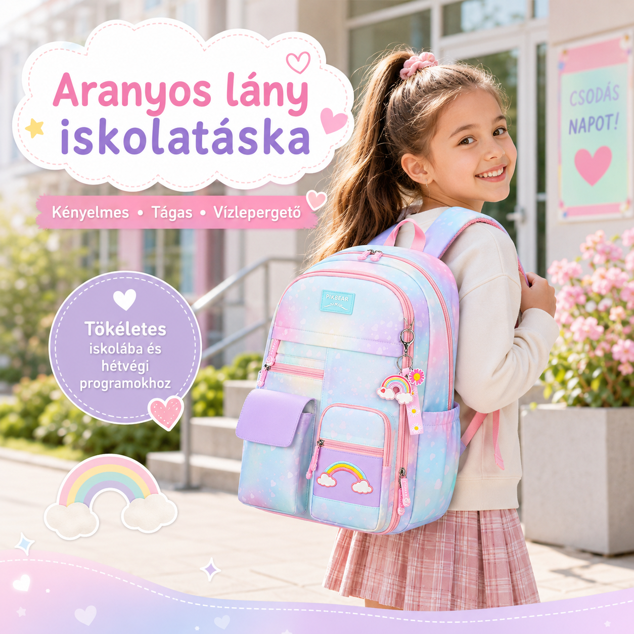 Dollcini Stílusos Hátizsák Lányoknak – Elegáns és Praktikus Iskolatáska