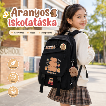 Dollcini Elegáns Uniszex Iskolatáska – Divatos, Fekete Hátizsák