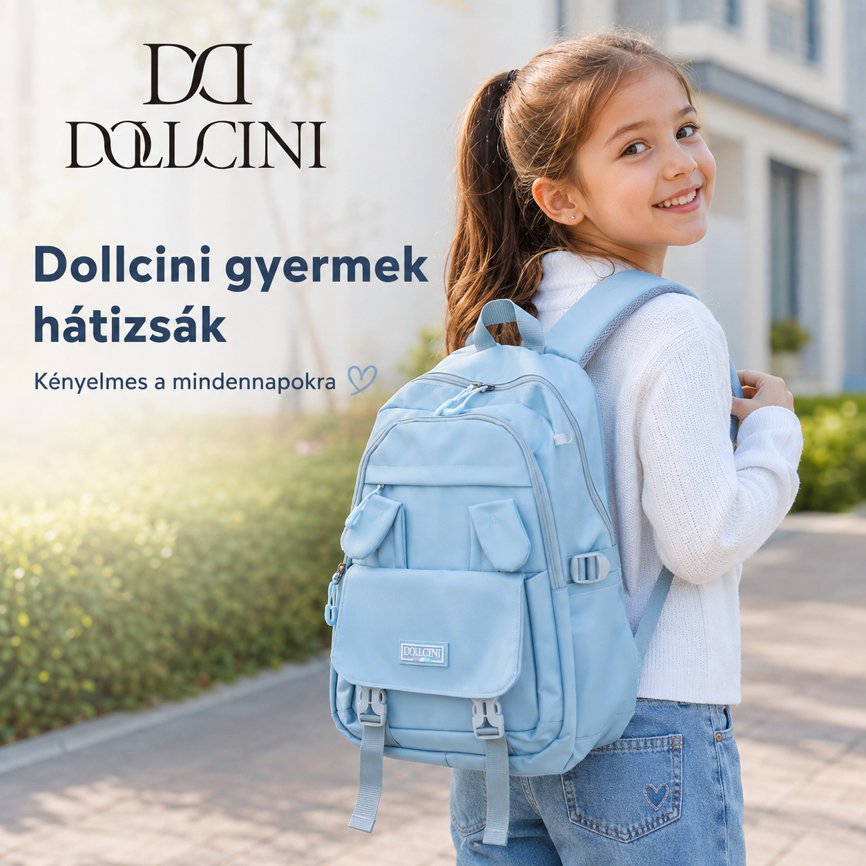 Dollcini Rucsac Fetiță cu Urechi de Iepuraș – Drăguț, Rezistent la Apă pentru Școală
