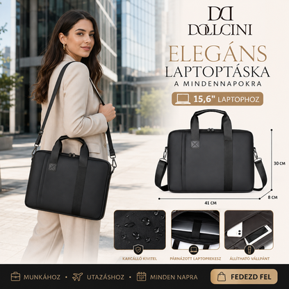 Dollcini Geantă de laptop – rezistentă la uzură, nylon negru (impermeabil)
