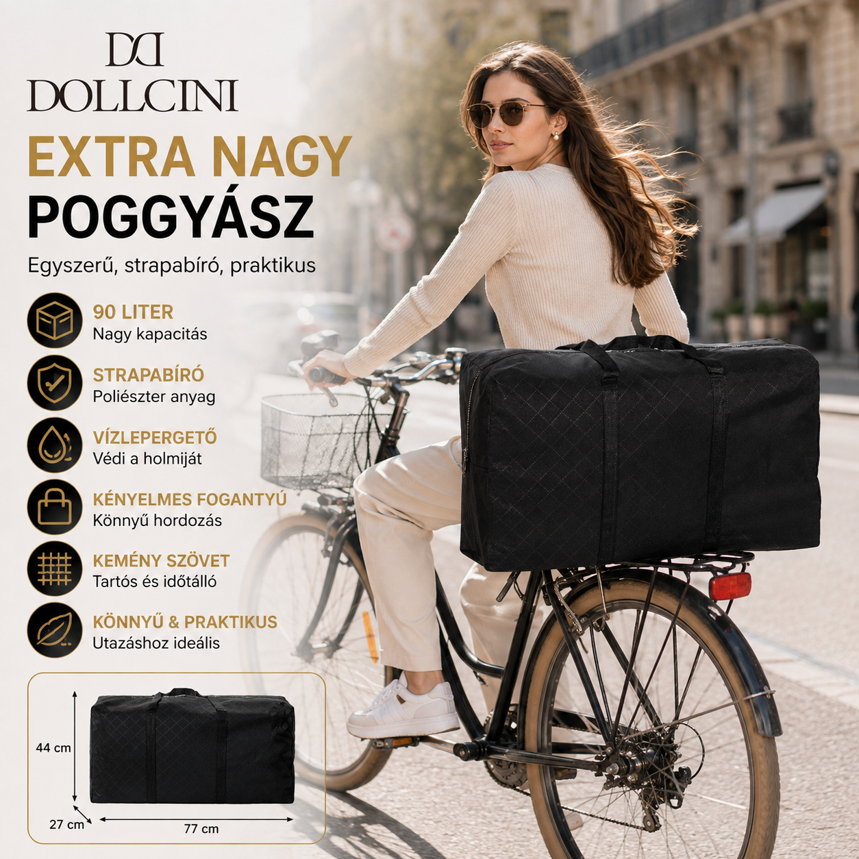 Dollcini Nagy Utazótáska – Extra Nagy Kapacitású, Tartós