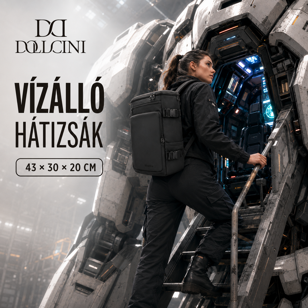 Dollcini Vízálló Utazóhátizsák – Nagy Kapacitású, Fekete
