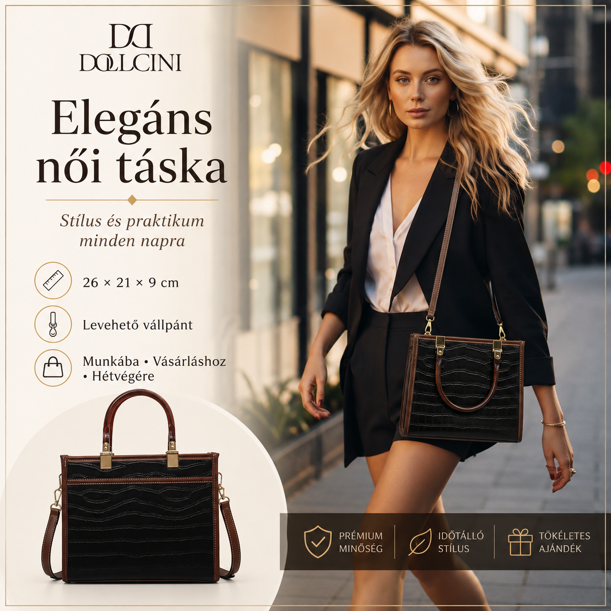 Dollcini Fashionable Women's Crossbody Bag – Elegant and Practical Faux Leather