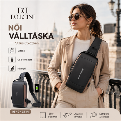 Dollcini Női Melltáska USB Porttal – Kombinált Záras Válltáska