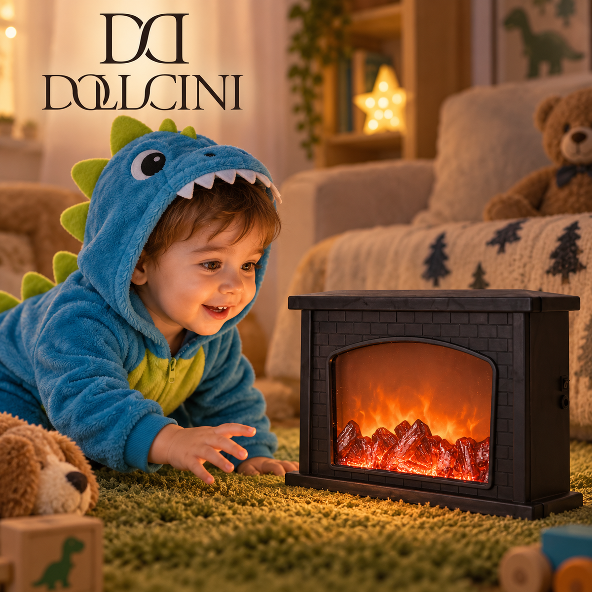 Dollcini Otthon Dekoratív LED Kandallólámpa – USB és Elemes