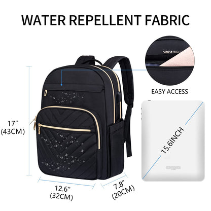 Dollcini Rucsac Urban pentru Femei cu Port USB – Ușor, Rezistent la Apă, pentru Laptop de 15”