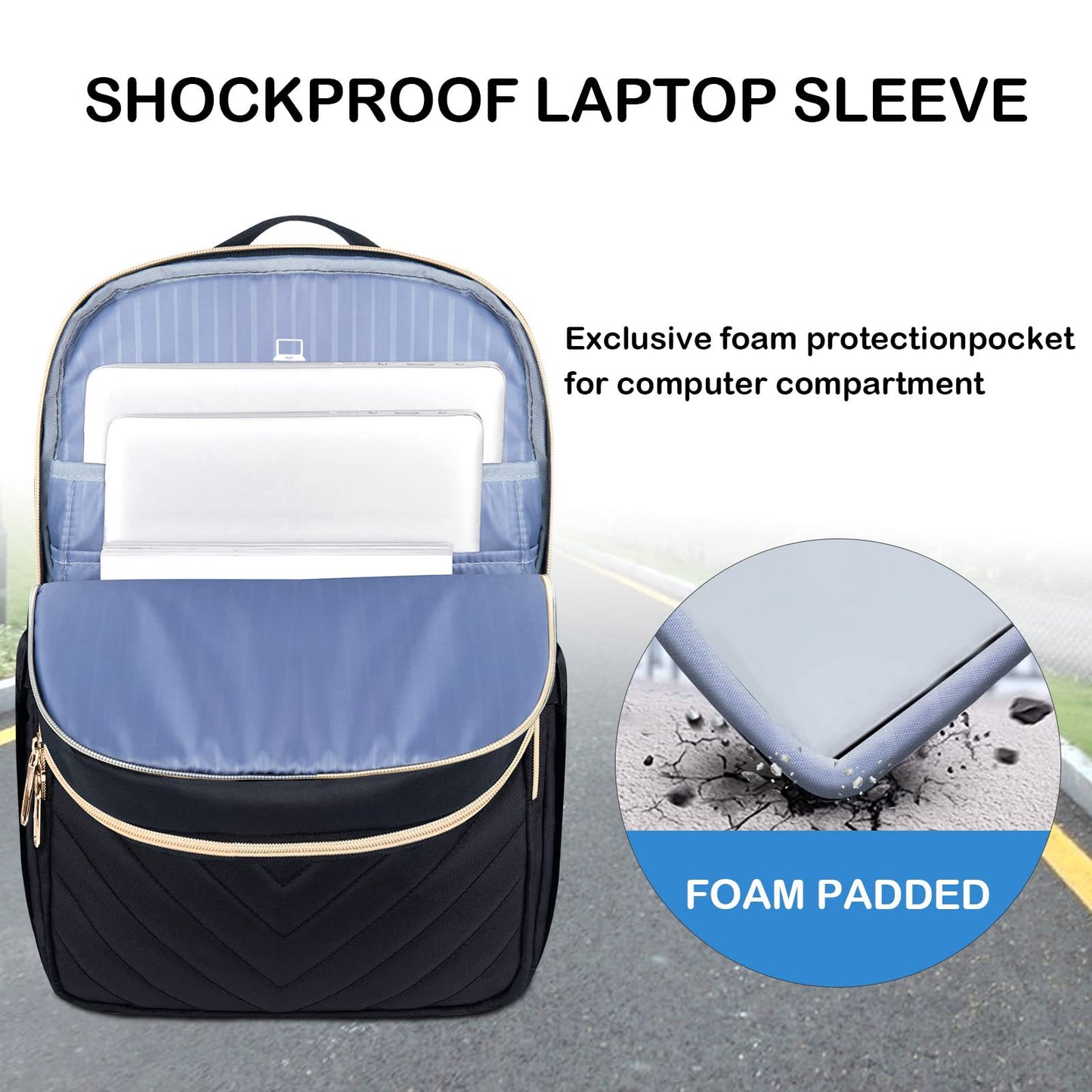 Dollcini Rucsac Urban pentru Femei cu Port USB – Ușor, Rezistent la Apă, pentru Laptop de 15”