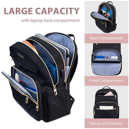 Dollcini Rucsac Urban pentru Femei cu Port USB – Ușor, Rezistent la Apă, pentru Laptop de 15”