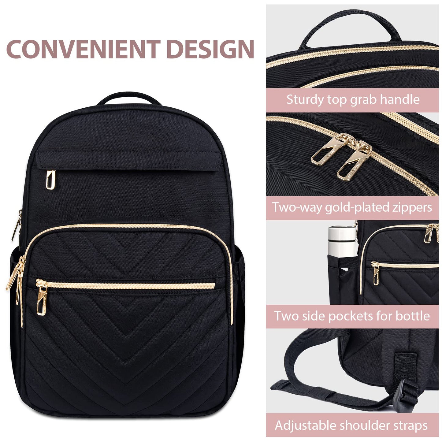 Dollcini Rucsac Urban pentru Femei cu Port USB – Ușor, Rezistent la Apă, pentru Laptop de 15”