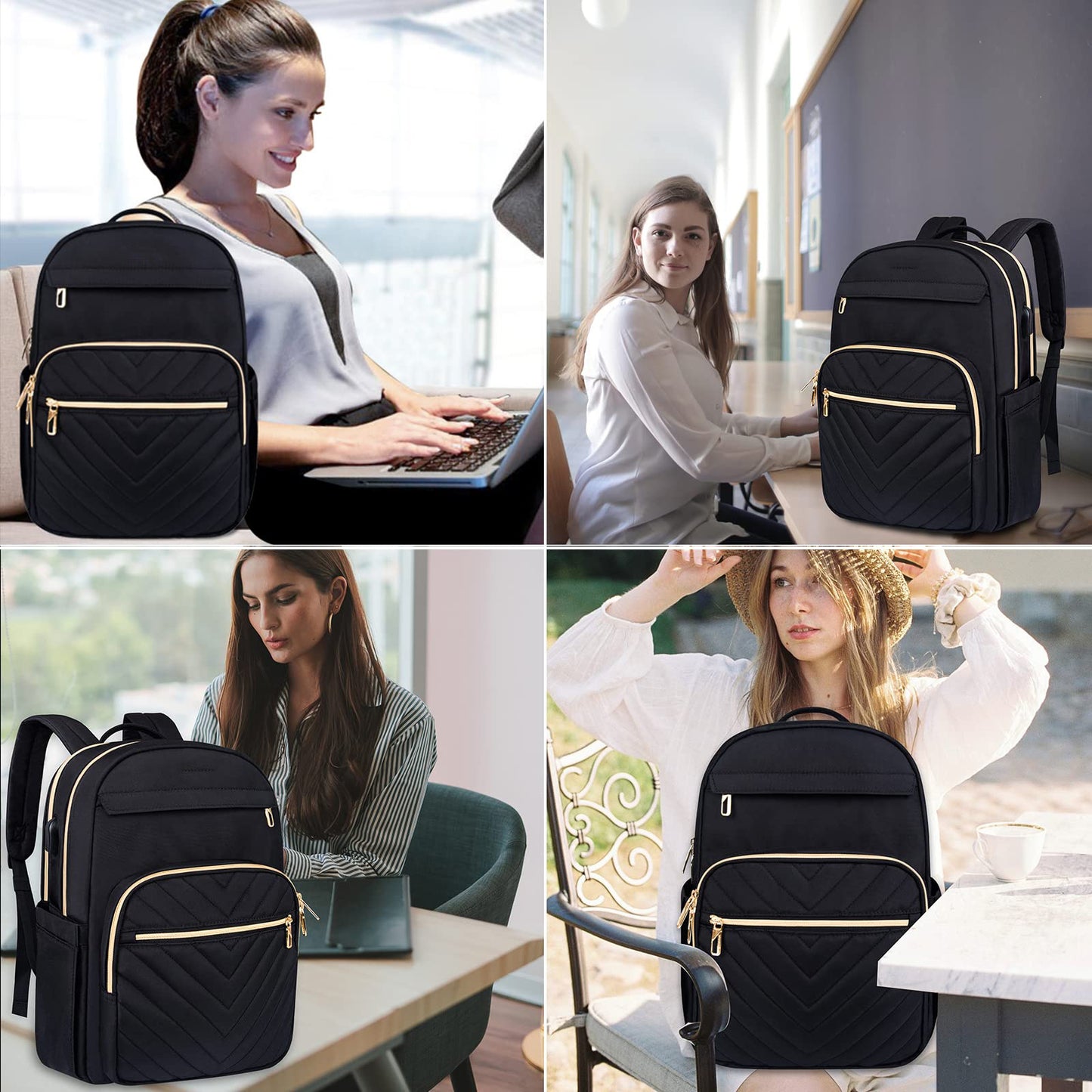 Dollcini Rucsac Urban pentru Femei cu Port USB – Ușor, Rezistent la Apă, pentru Laptop de 15”