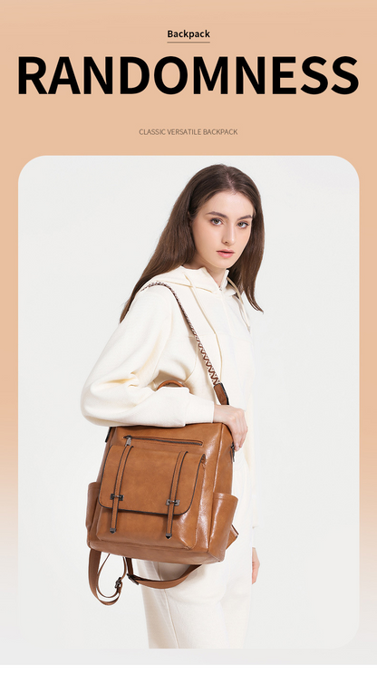 Dollcini Rucsac și Geantă de Umăr Retro European–American pentru Femei – Mai Multe Compartimente, Piele Ecologică, Pentru Uz Zilnic