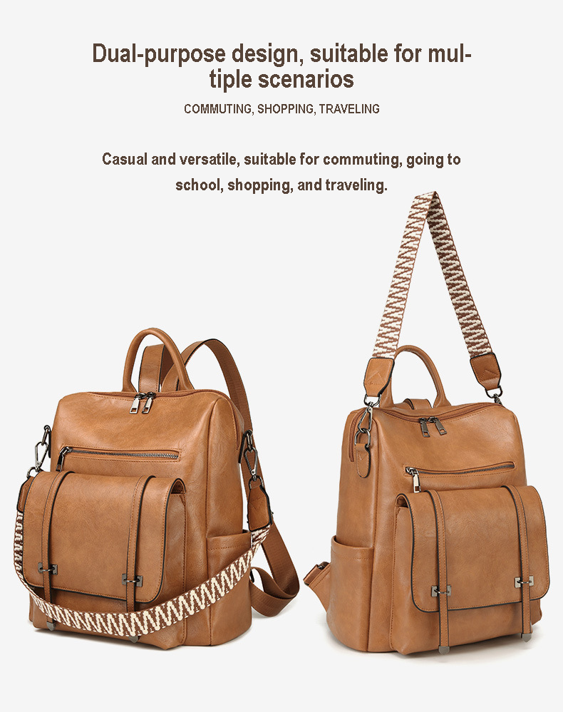 Dollcini Rucsac și Geantă de Umăr Retro European–American pentru Femei – Mai Multe Compartimente, Piele Ecologică, Pentru Uz Zilnic