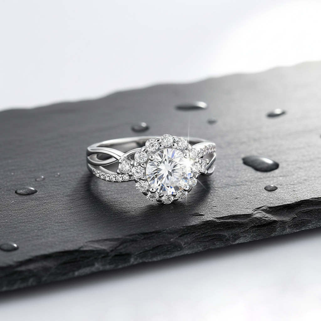 Dollcini 1 Karátos Moissanite Gyűrű - 925 Ezüst, GRA Tanúsítvánnyal