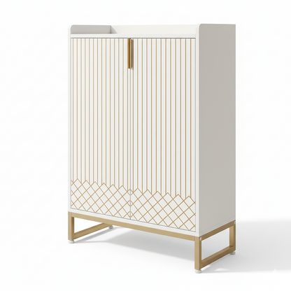 Dollcini Otthon Modern Fehér Komód Arany Geometrikus Mintával