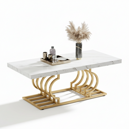 Dollcini Otthon Márvány Hatású Dohányzóasztal Egyedi Arany Lábbal