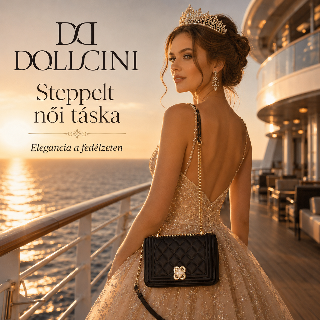 Dollcini Geantă de umăr matlasată pentru femei – Elegantă, cu lanț auriu