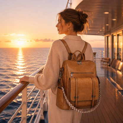Dollcini Rucsac și Geantă de Umăr Retro European–American pentru Femei – Mai Multe Compartimente, Piele Ecologică, Pentru Uz Zilnic