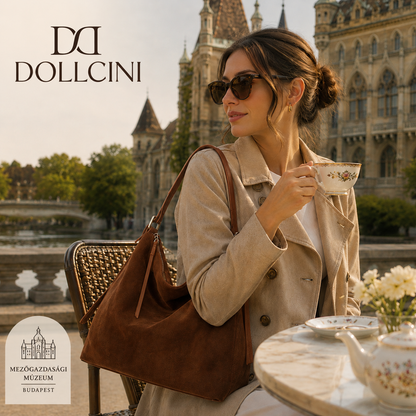 Dollcini Geantă Tote de Umăr pentru Femei din Piele Naturală – Stil Retro European‑American, Maro cafeniu