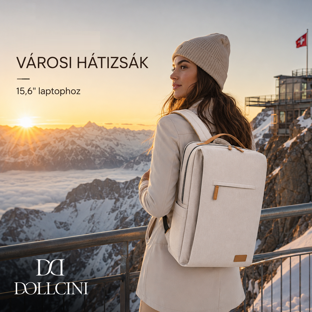 Dollcini Uniszex Laptop Hátizsák – Ergonomikus, 15.6” Laptophoz, Vízálló Utazóhátizsák