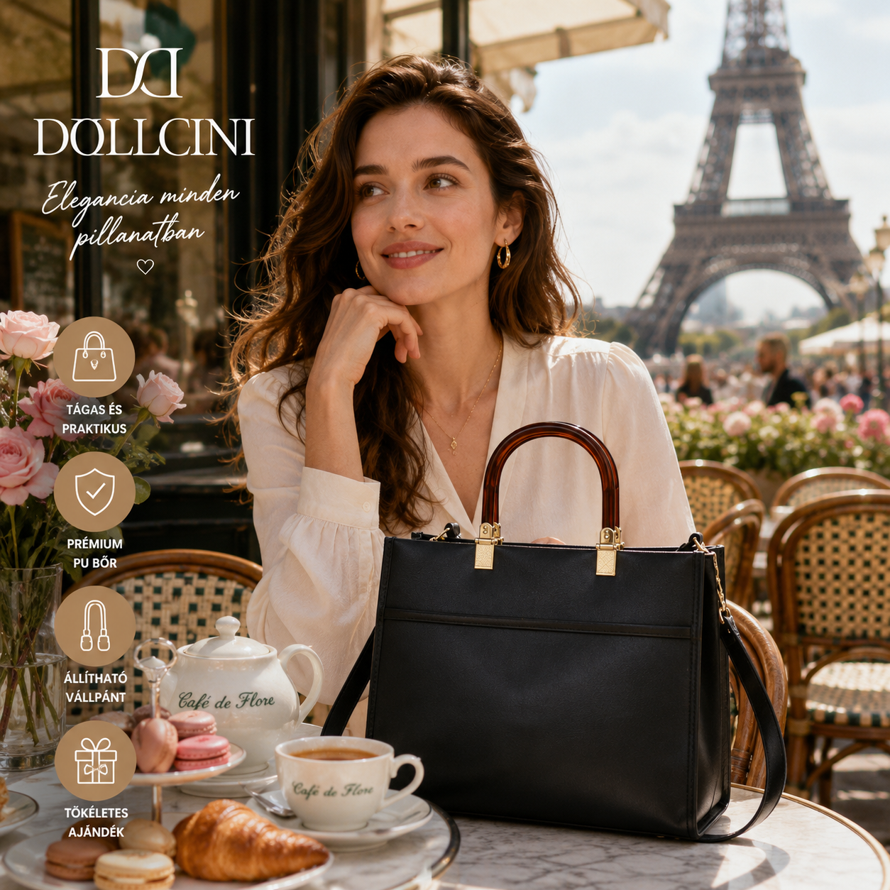 Dollcini Geantă Crossbody Elegantă pentru Femei – piele ecologică, rezistentă la apă