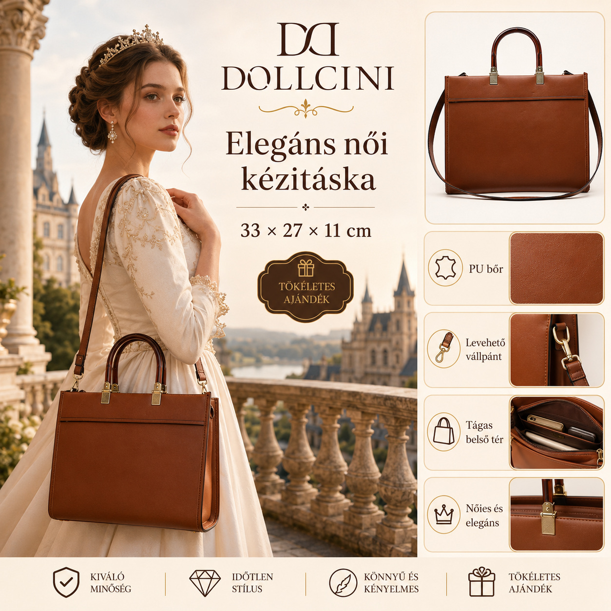 Dollcini Geantă Crossbody Elegantă pentru Femei – piele ecologică, rezistentă la apă